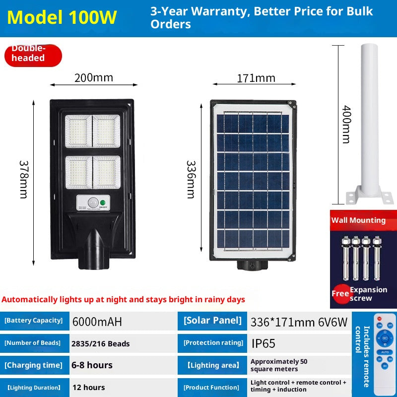 Solar Outdoor Garden & Road Lights IP65 Waterproof LED High Pole Mount with Aluminum Construction