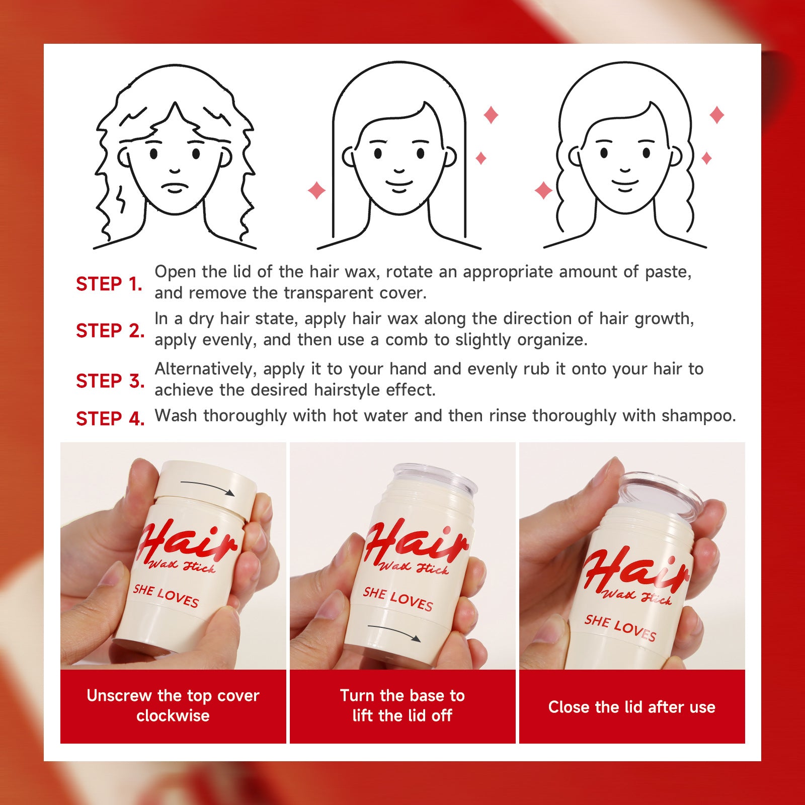 Exclusive Supply hair wax stick Hair Wax Stick for Broken Hair, Strong Hold Hair Clay, Hair Styling Gel