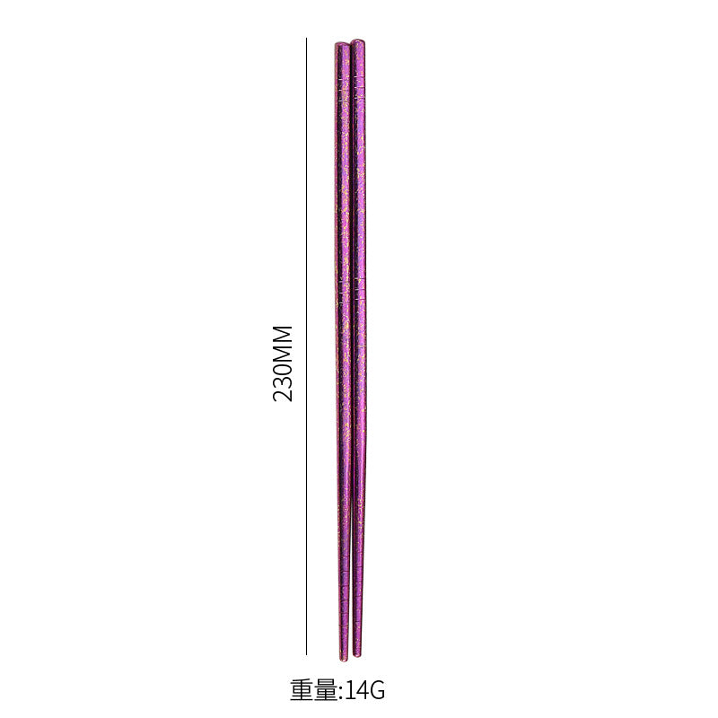 Pure Titanium Crystal Chopsticks for Home and Outdoor Use, Light Luxury Colorful Ice Flower Chopsticks for Restaurants23cm Half Square Chopsticks Antibacterial Titanium Chopsticks