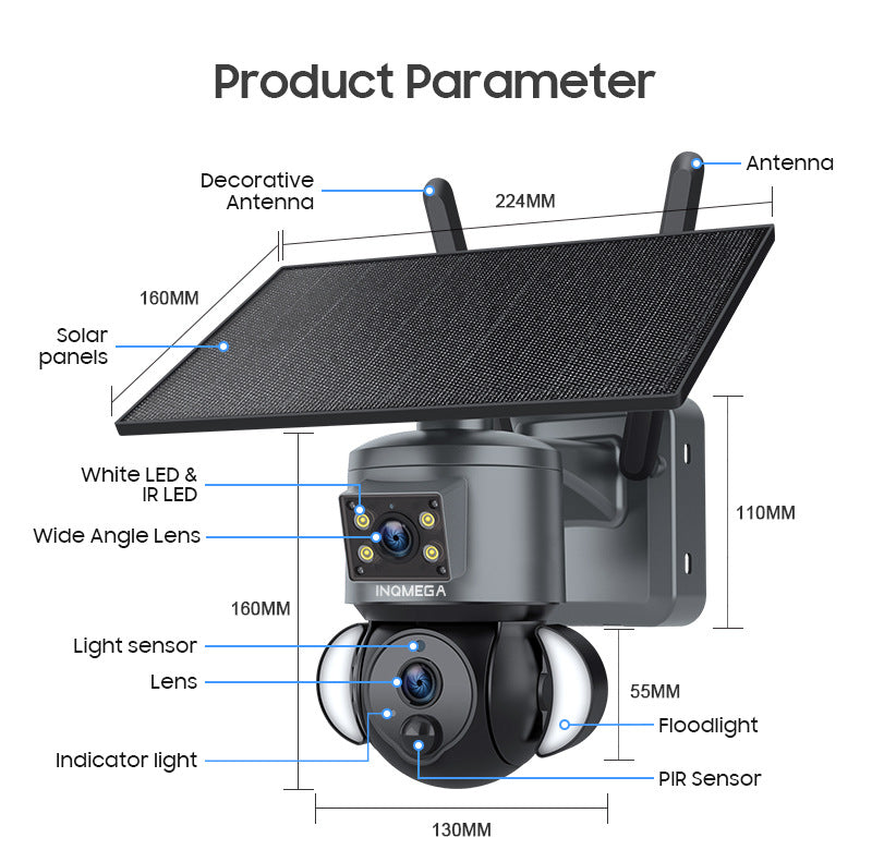 Private Model AOV Solar-powered Camera6MP HD Dual Lens Surveillance Camera UBOX Low Power Monitoring