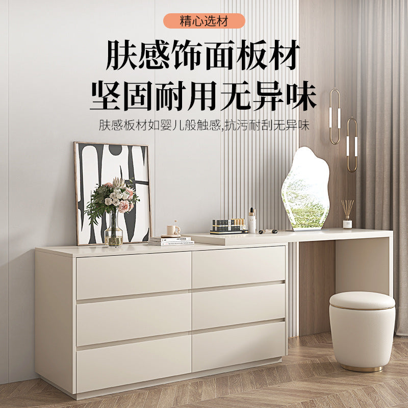 Custom Light Luxury Dressing Table Bedroom Small Apartment Modern Simple Skin Feel Gray Makeup Table Integrated Cabinet Makeup Desk Minimalist