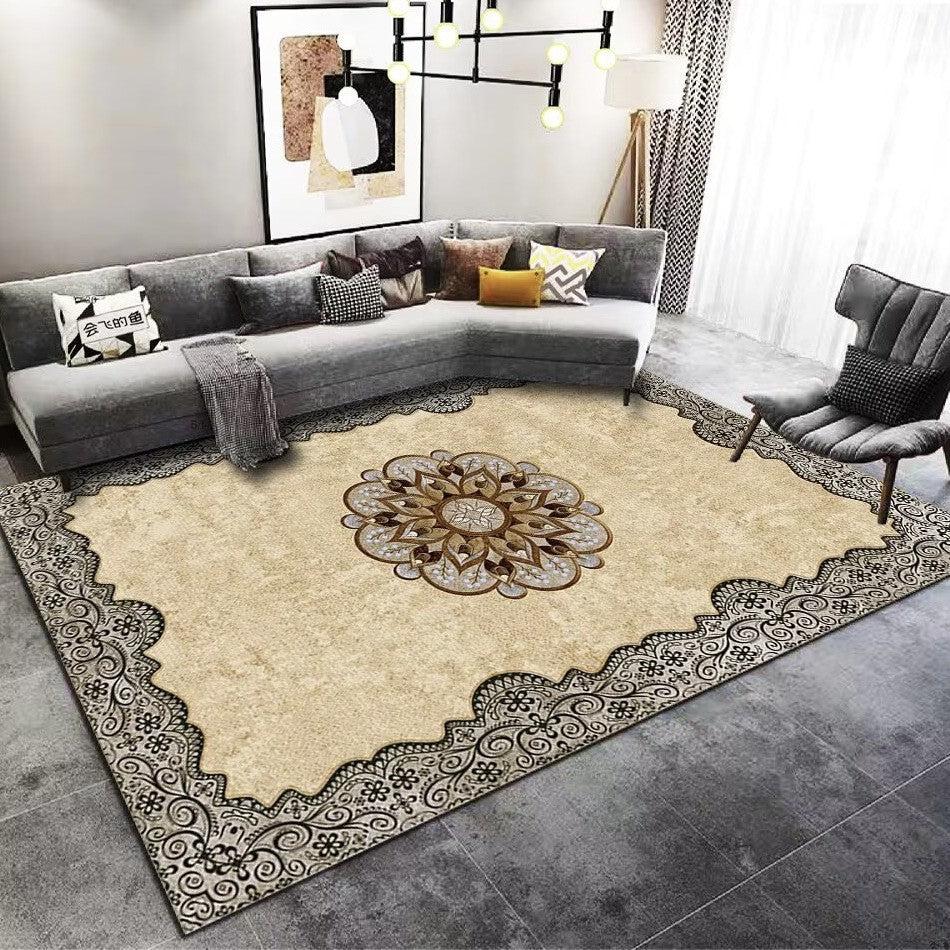 Living Room Carpet Stain Resistant Easy Care Crystal Velvet Carpet Home Sofa Coffee Table Rug Bedroom Wear-Resistant Non-Slip Mat