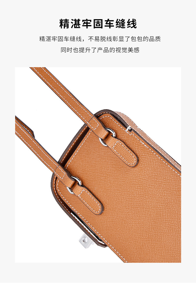 European and American New Style Cowhide Phone Bag for Women, Crossbody Small Bag with High-end Feel, Lightweight Mini Women's Bag, Simple Design