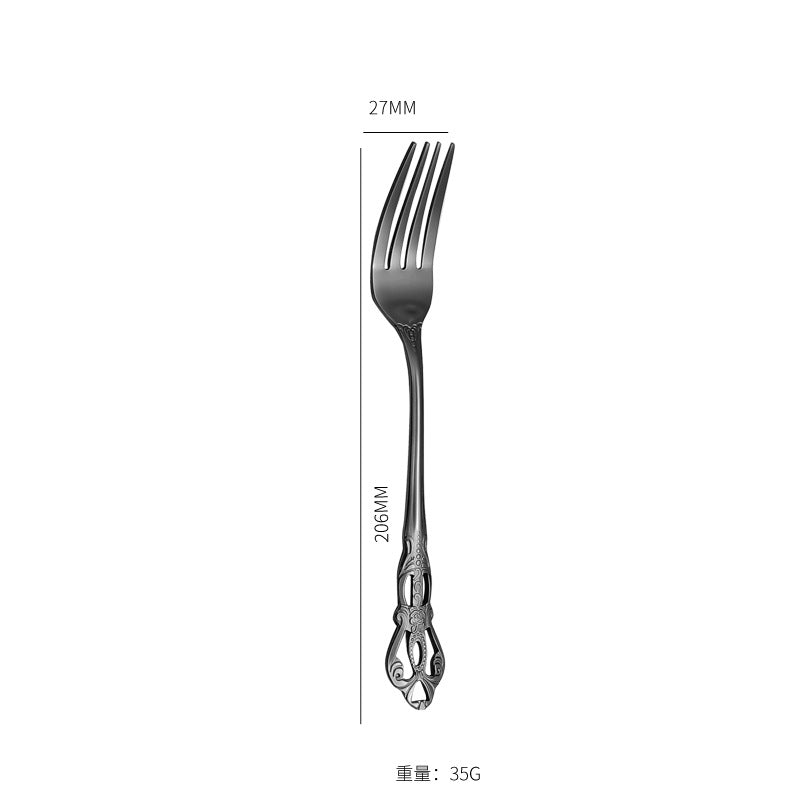 Stainless Steel Cutlery Restaurant Royal Court Knife Fork Spoon Set Hotel Western Cuisine European Retro Relief Steak Knife Fork