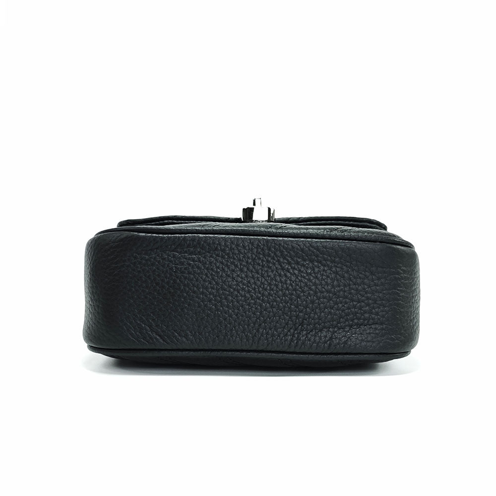 Genuine Leather Women's Bag New Metal Chain Small Square Bag Simple Versatile Chanel Style Single Shoulder Solid Color Embroidered Thread Crossbody Bag