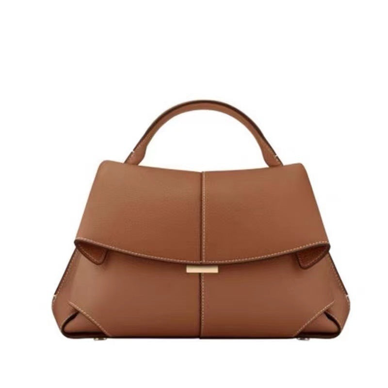 European and American Retro Smile Bag French Bolingin Niche Genuine Leather Women's Bag High-end Wrinkle Handbag Crossbody Bag