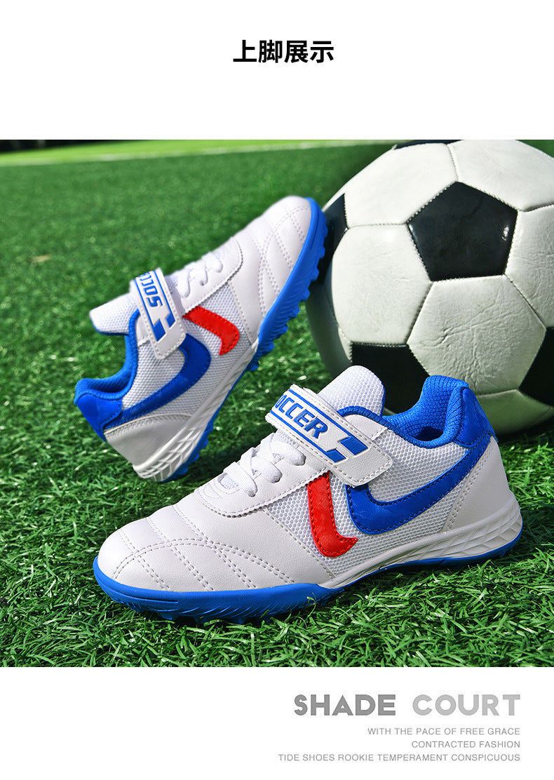 New football shoes for men and women with Velcro for children TF Broken Nail Style Youth Student Grassland Flat Training Shoes