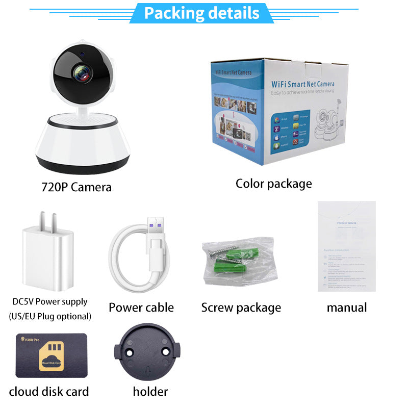 Wholesale Delivery V380Home Use Puppy Shaking Head Machine360Degree wifi HD Network Surveillance Camera Smart