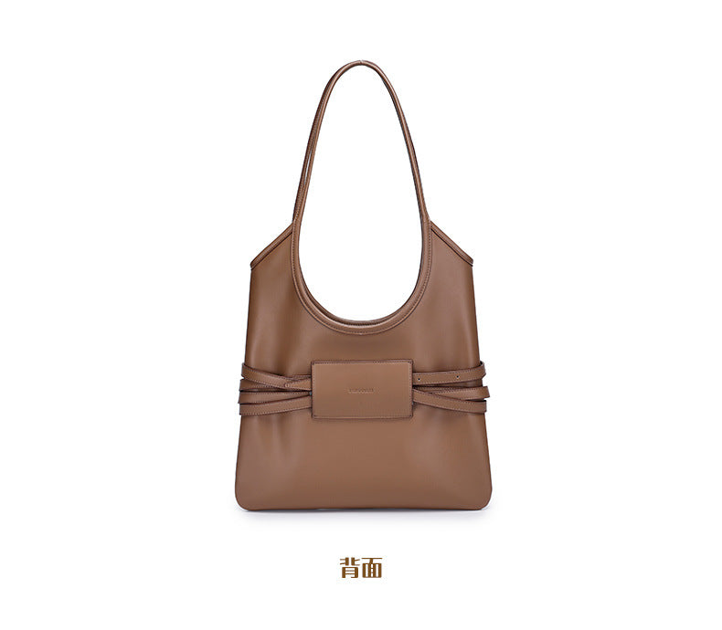 Trendy Belt Decorated Underarm Bag for Women, European and American Retro Style Tote Bag, Fashionable Large Capacity Women's Bag