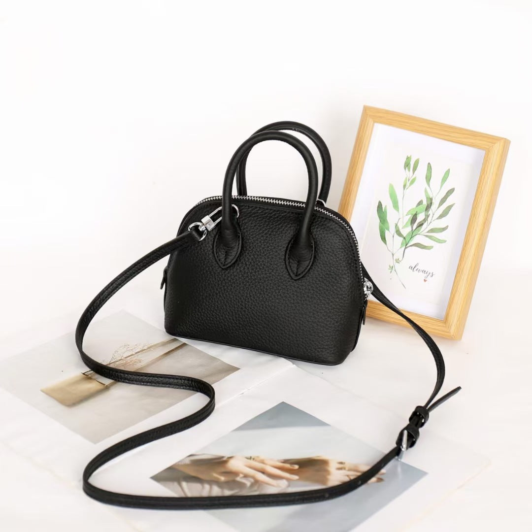 Shiling Mini Shell Bag Genuine Leather Simple Fashion Women's High-end Shoulder Crossbody Handbag mini Small Bag for Women