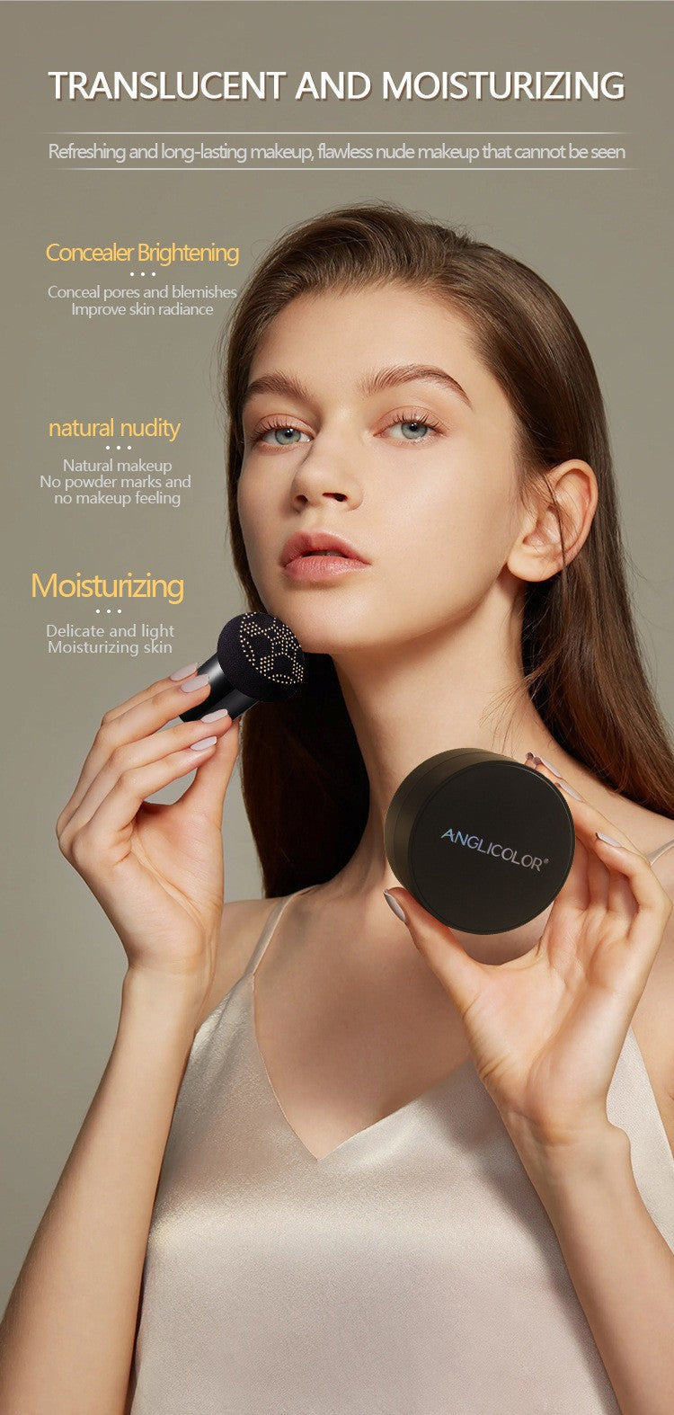 Anglicolor Mushroom Head Air Cushion CC Concealer Foundation Liquid Primer Sweatproof BB Shuangdai Hair