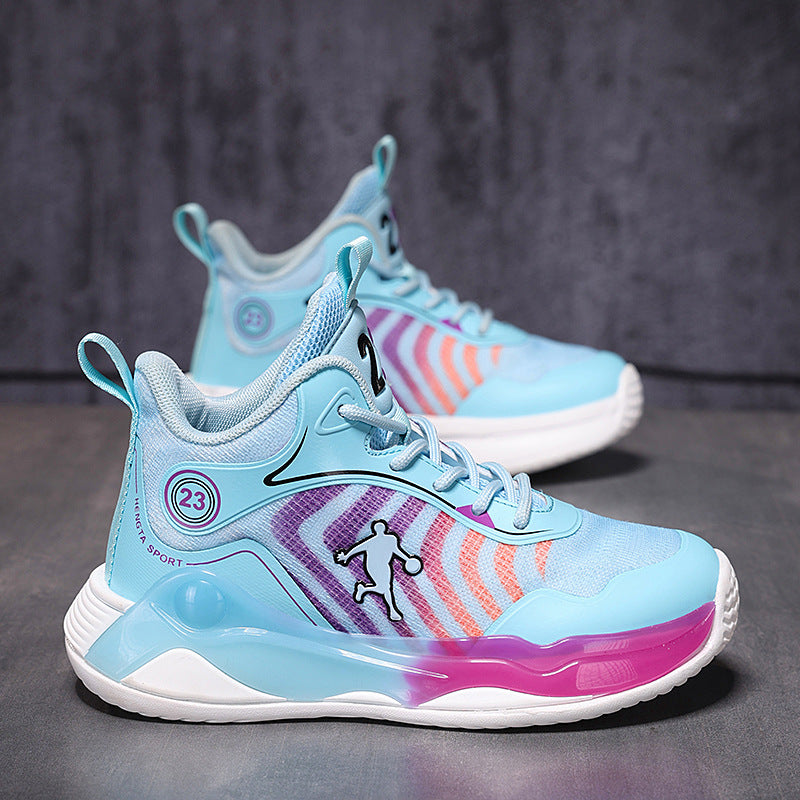 Big Kids Practical Basketball Shoes Children Professional Training Wear-Resistant Sneakers Mesh Breathable Non-Slip Running Sports Shoes