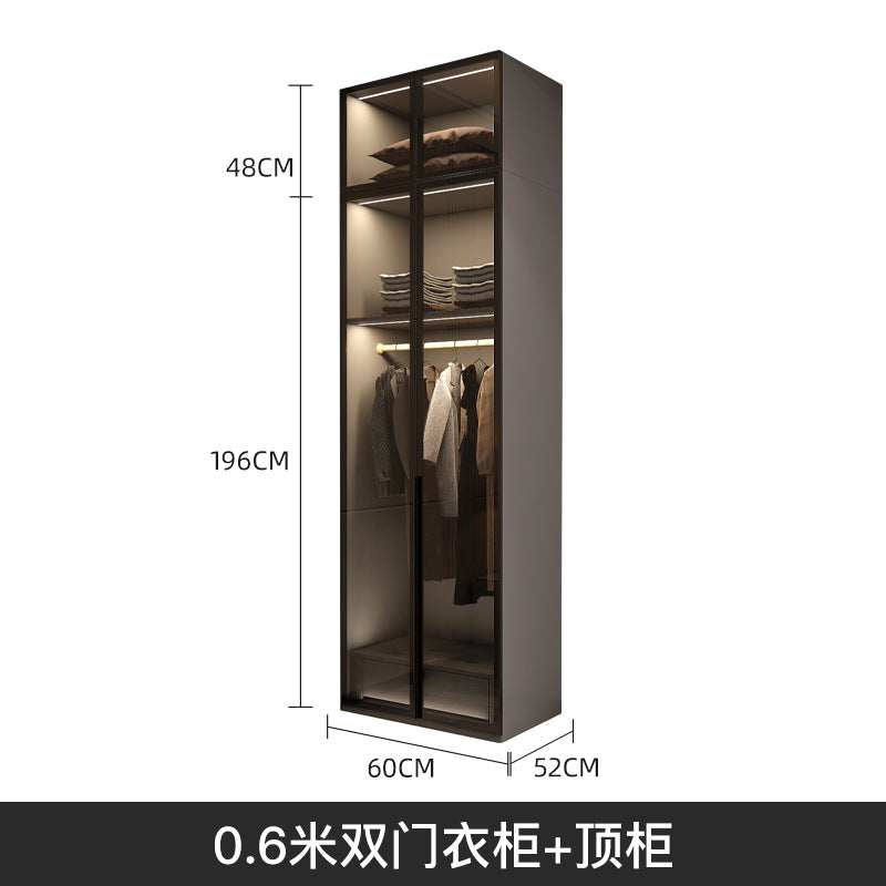 Modern Minimalist Wardrobe for Home Bedroom Cloakroom Glass Door Wardrobe Combination Small Apartment Wardrobe Light Luxury Free Shipping
