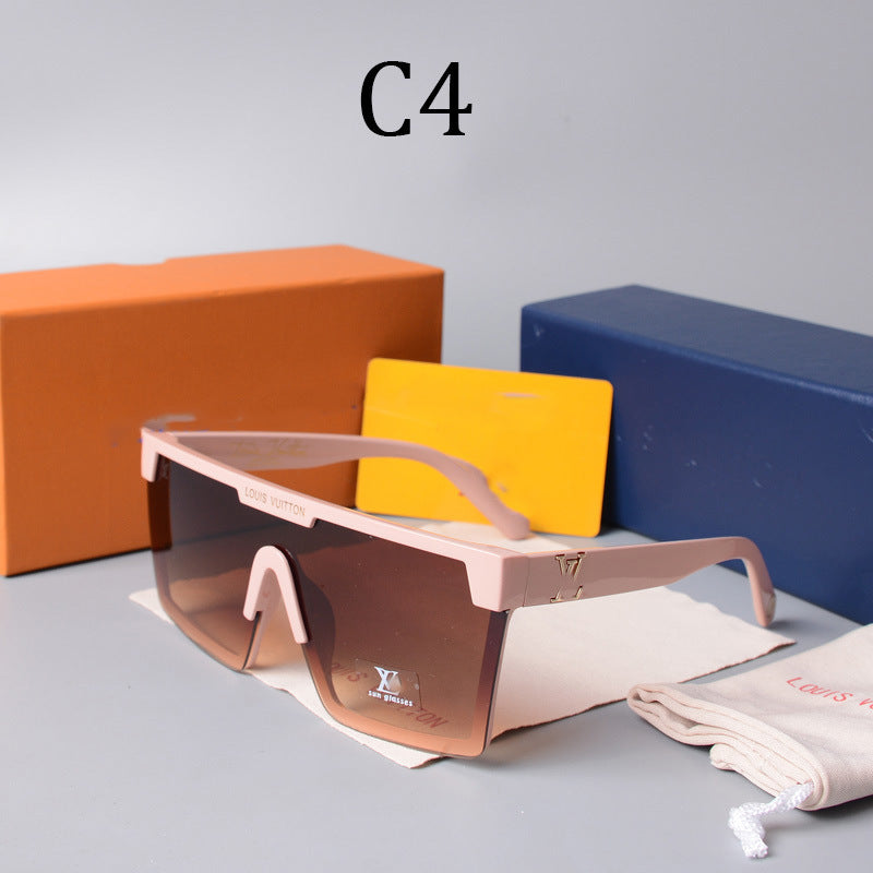 2022European and American Style Large Frame Integrated Half Frame Fashionable Personality Sunglasses for Men and Women One-piece Trendy Sunglasses