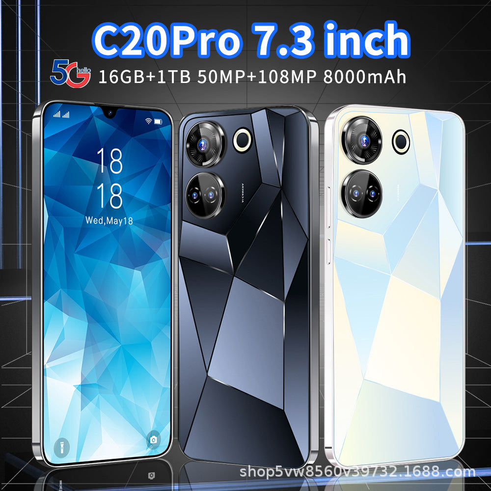Spot Goods16+1T Hot New Arrival C20Pro Mobile Phone7.3Large Screen Smartphone Factory Direct Sale