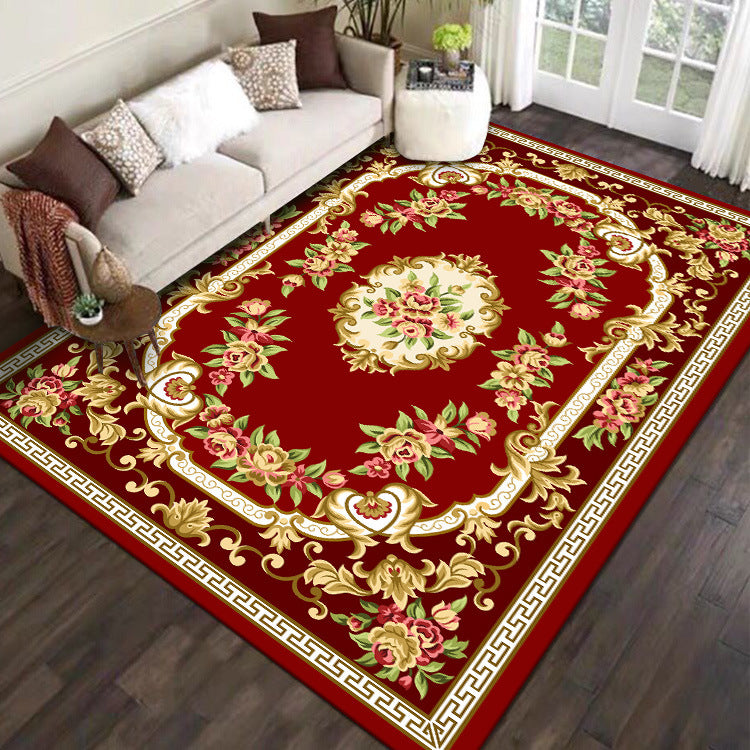 Crystal Velvet Carpet Full Coverage Chinese Style Living Room Sofa Coffee Table Rug Same Style Bedroom Wear-resistant Non-slip Rug