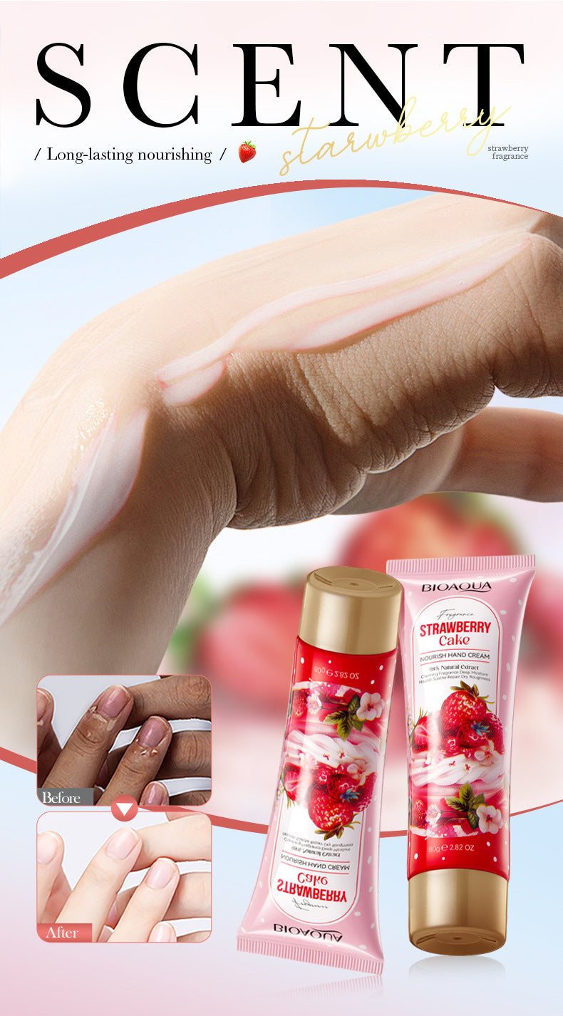 Strawberry Cake Nourishing Hand Cream BIOAOUA Autumn and winter moisturizing hand cream  foreign trade wholesale