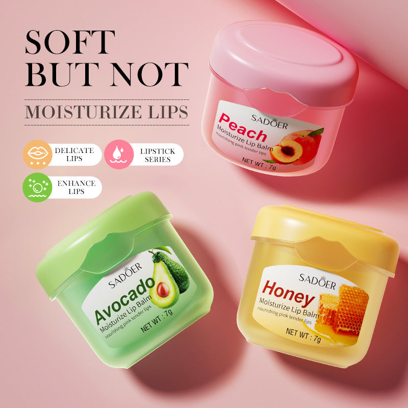 Lip Balm SADOER Honey Hydrating Avocado Anti-Dry Crack Peach Lip Mask  Wholesale