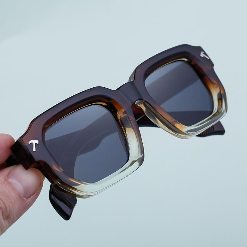 New European and American Fashion Square Frame Sunglasses for Men, Simple Personality Black Frame Glasses sunglasses