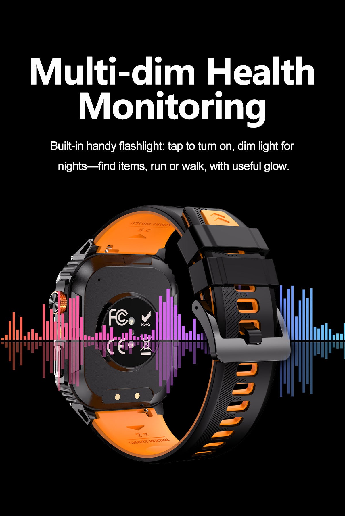 YK12Smart Watch Bluetooth Call True Heart Rate Step Count Sleep Monitoring Deep Waterproof Large Battery Sports Three-Proof