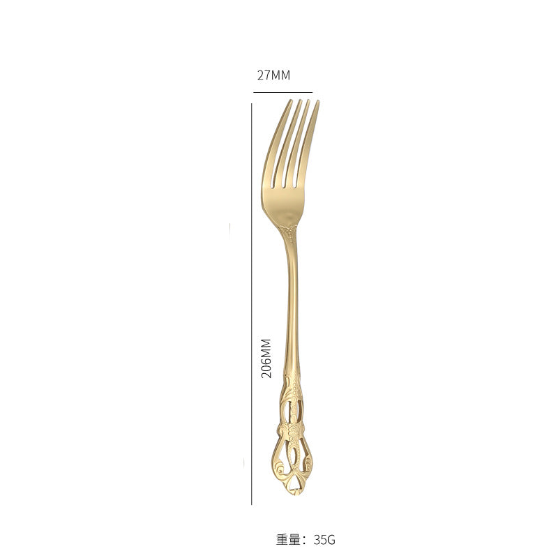 Stainless Steel Cutlery Restaurant Royal Court Knife Fork Spoon Set Hotel Western Cuisine European Retro Relief Steak Knife Fork
