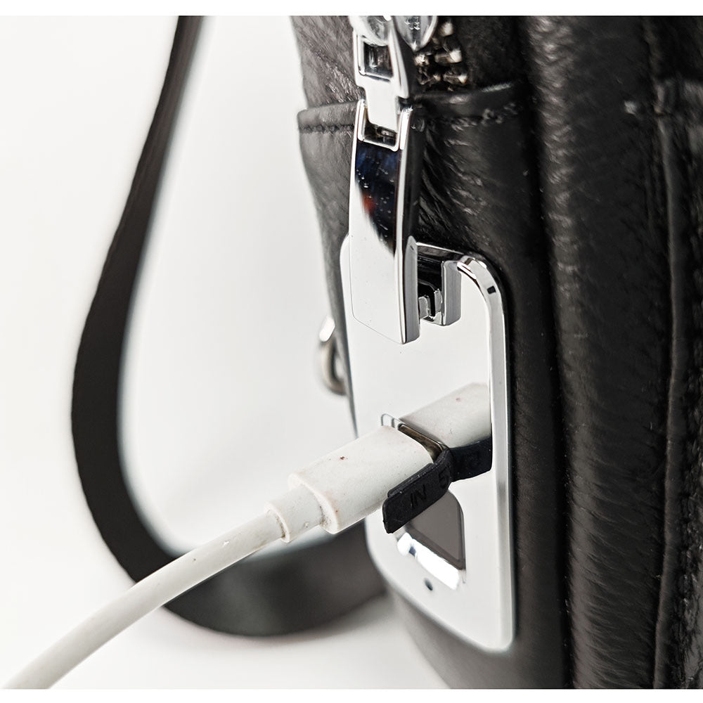 High-End Men's Top Layer Cowhide Multi-Zipper Bag Sports Casual Small Backpack Anti-Theft Genuine Leather Fingerprint Lock Chest Bag