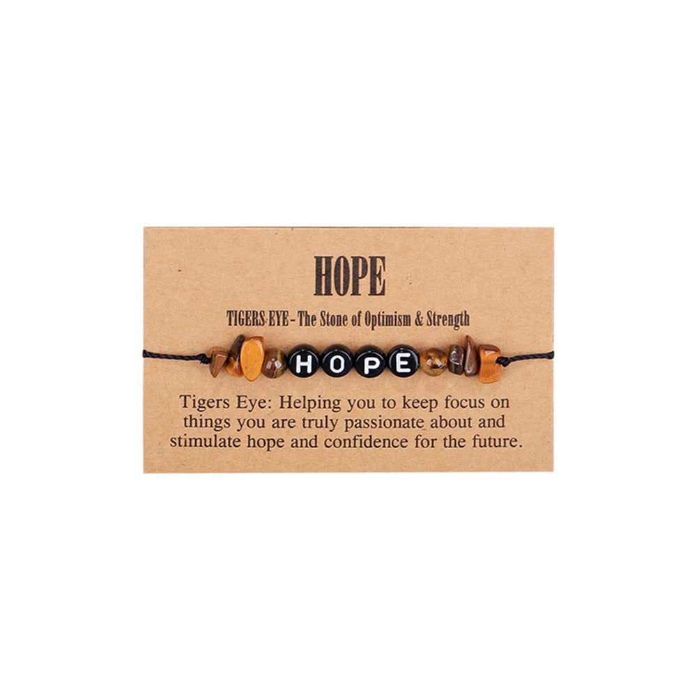 Crystal Crushed Stone Bracelet Handmade Woven Wax Cord Adjustable Women's Tiger Eye White Pine TRUST Letter bracelet