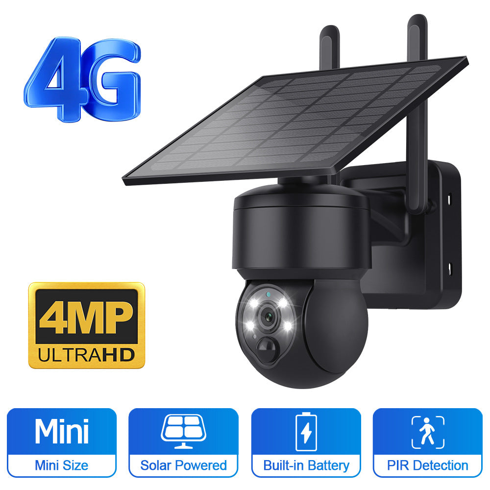 4G Solar HD400Megapixel outdoor courtyard surveillance camera with infrared night vision PIR Detection