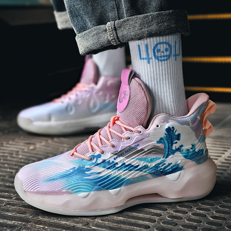 Autumn Winter New Wear-Resistant Anti-Slip Trendy Men's Sports Shoes Friction Sound Youth Professional Combat High-Top Basketball Shoes