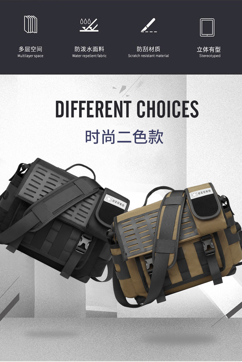 Men's Messenger Bag Multifunctional Crossbody Bag Waterproof Cycling Shoulder Bag Outdoor Commuting Tactical Style Men's Satchel