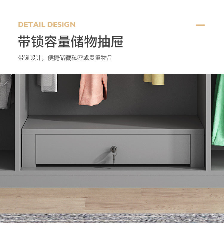 Flat Door Wardrobe for Home Bedroom, Easy Assembly, Suitable for Rental Rooms, Small Apartments, Three-Door, Four-Door, Five-Door, Six-Door Large Wardrobe