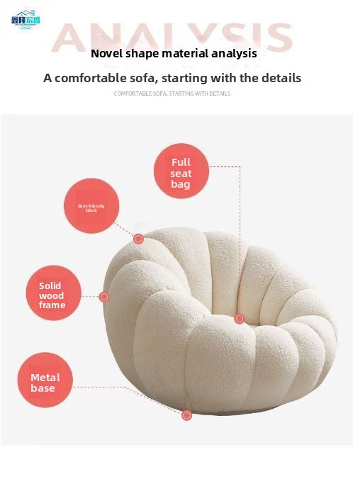 Lazy Sofa Pumpkin Chair Tatami Single Cream Style Reclining and Sleeping Small Apartment Small Bedroom Balcony Room