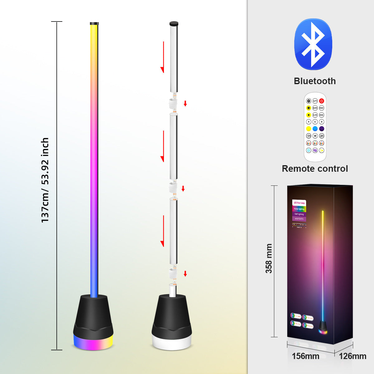 Cylindrical Floor Lamp led Floor Lamp Bluetooth Floor Lamp RGB Floor Lamp Colorful Atmosphere Light Gaming Lamp New Product