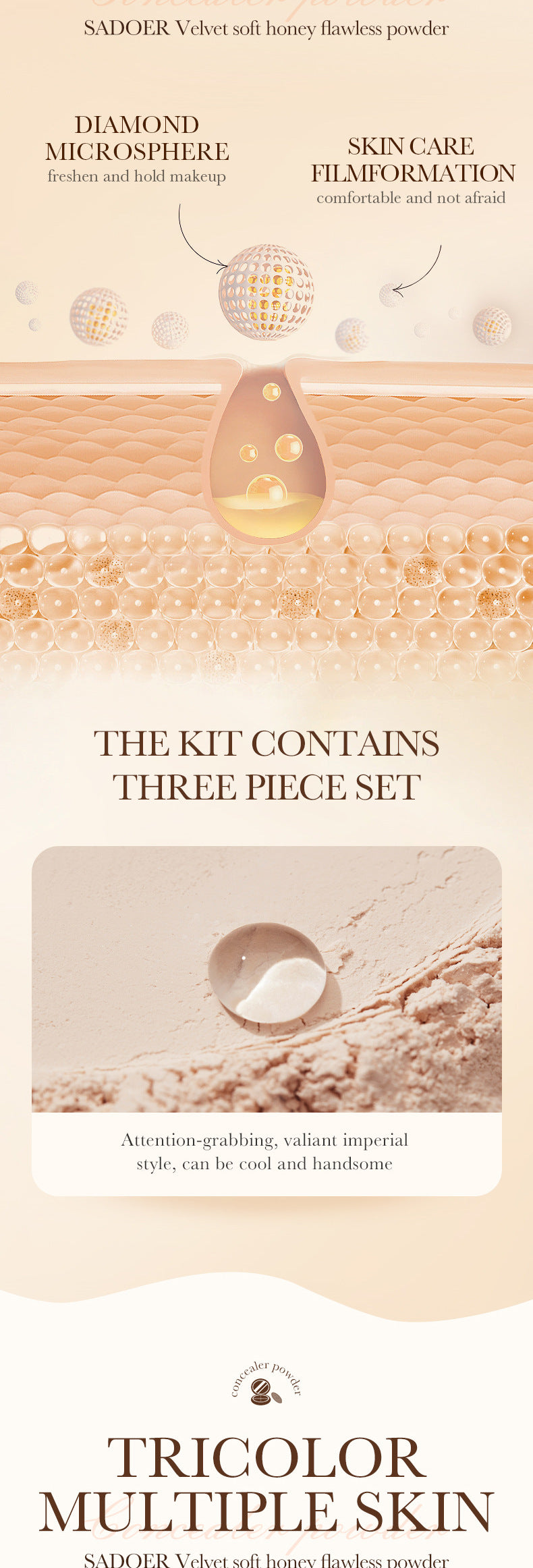 Makeup SADOER Velvet Flawless Powder Brightening Skin Tone Lightweight Contour Concealer Cushion  Wholesale