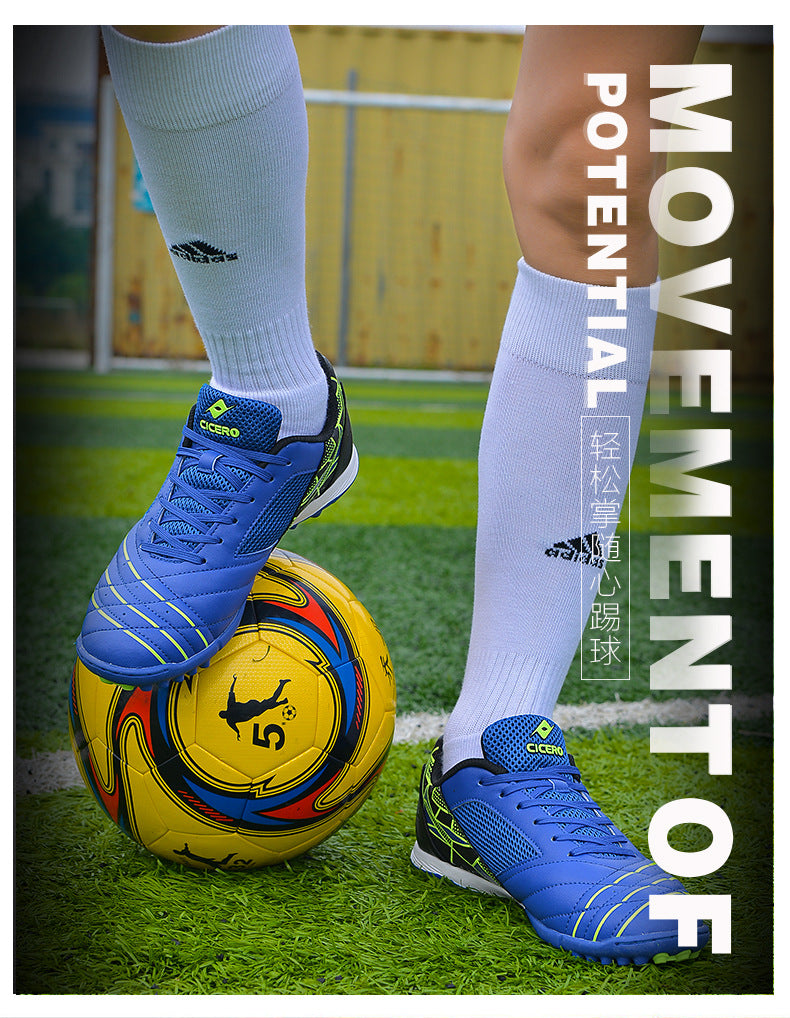 Men's Soccer Shoes TF Velcro Magic Tape Children's Sports Shoes for Primary and Secondary School Students and Teenagers for Sports Competitions and Training