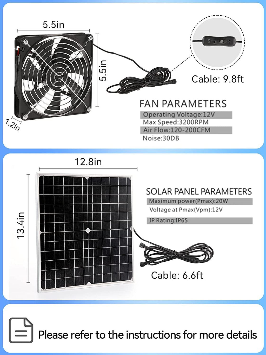 Hot Selling Waterproof Solar Fan Kit20W Solar Panel Fan,Suitable for chicken coops and sheds