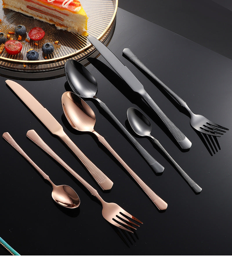 201Stainless steel tableware hotel high-end cutlery set24Set of Restaurant Star Point Steak Knife and Fork Set