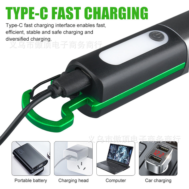 Multifunctional Flashlight Portable Keychain Magnetic Suction Light USB Rechargeable Lighting Work Light LED Sidelight