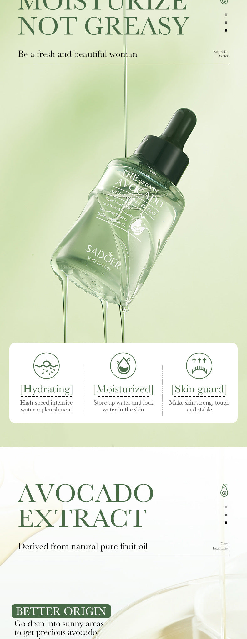 Avocado Skincare Set SADOER Cleansing, moisturizing and moisturizing six-piece set  foreign trade wholesale
