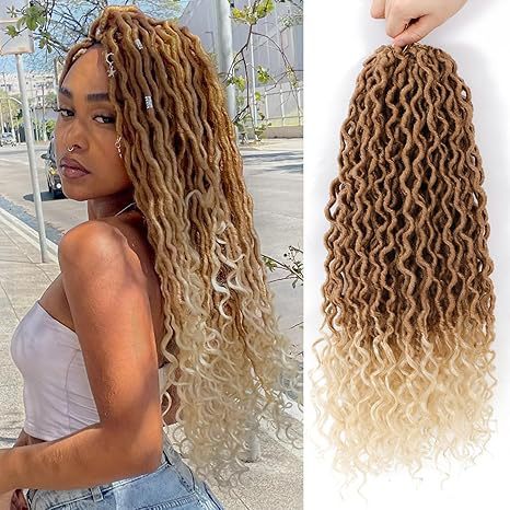 Cross-border European and American Synthetic Hair Wigs Curved Up and Down Crochet Hair Wigs Goddess Faux Locks Curly Handwoven