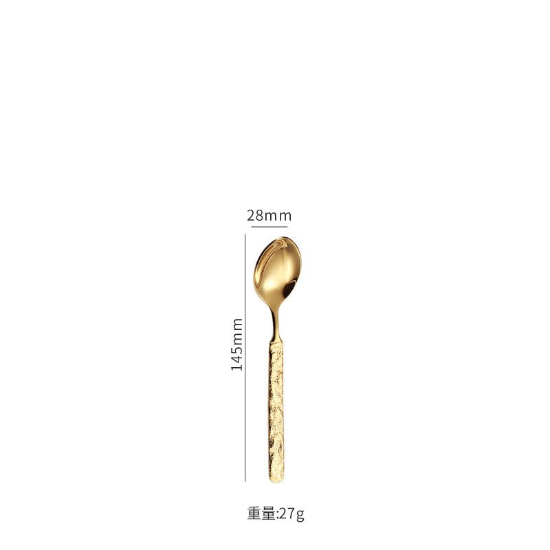 410Stainless Steel Cutlery Hotel Restaurant High-end Stone Pattern Knife Fork Spoon Set Western Cuisine Thickened Steak Knife Fork