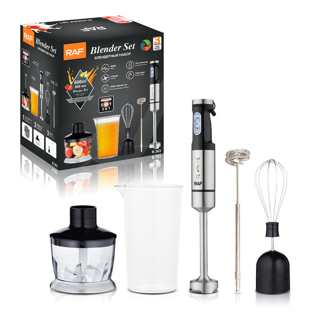 RAF European Standard Portable Household Food Blender 5-in-1 Electric Stainless Steel Cooking Stick Mixer363