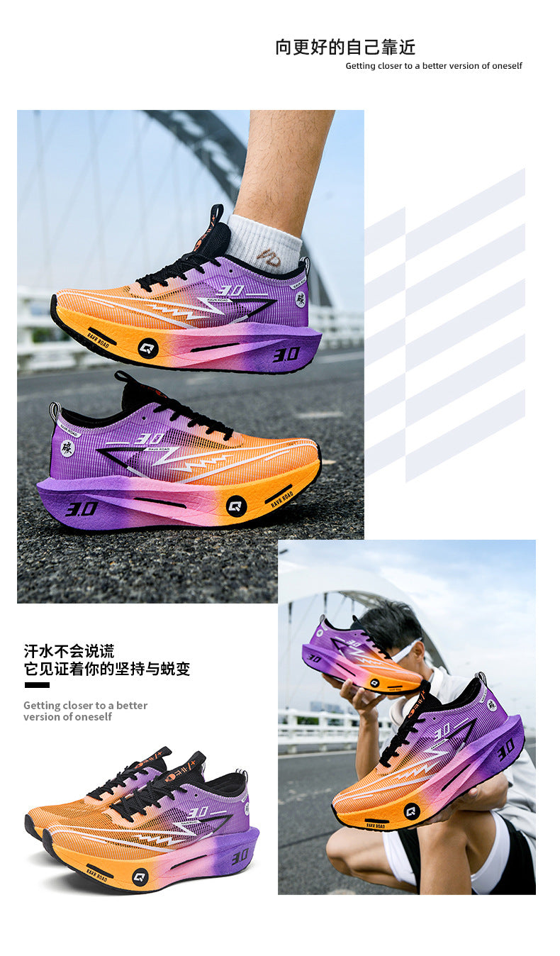 New Fashionable Casual Breathable Comfortable Running Shoes with Real Carbon Plate High Elasticity Shock Absorption for Student Training Sports Shoes