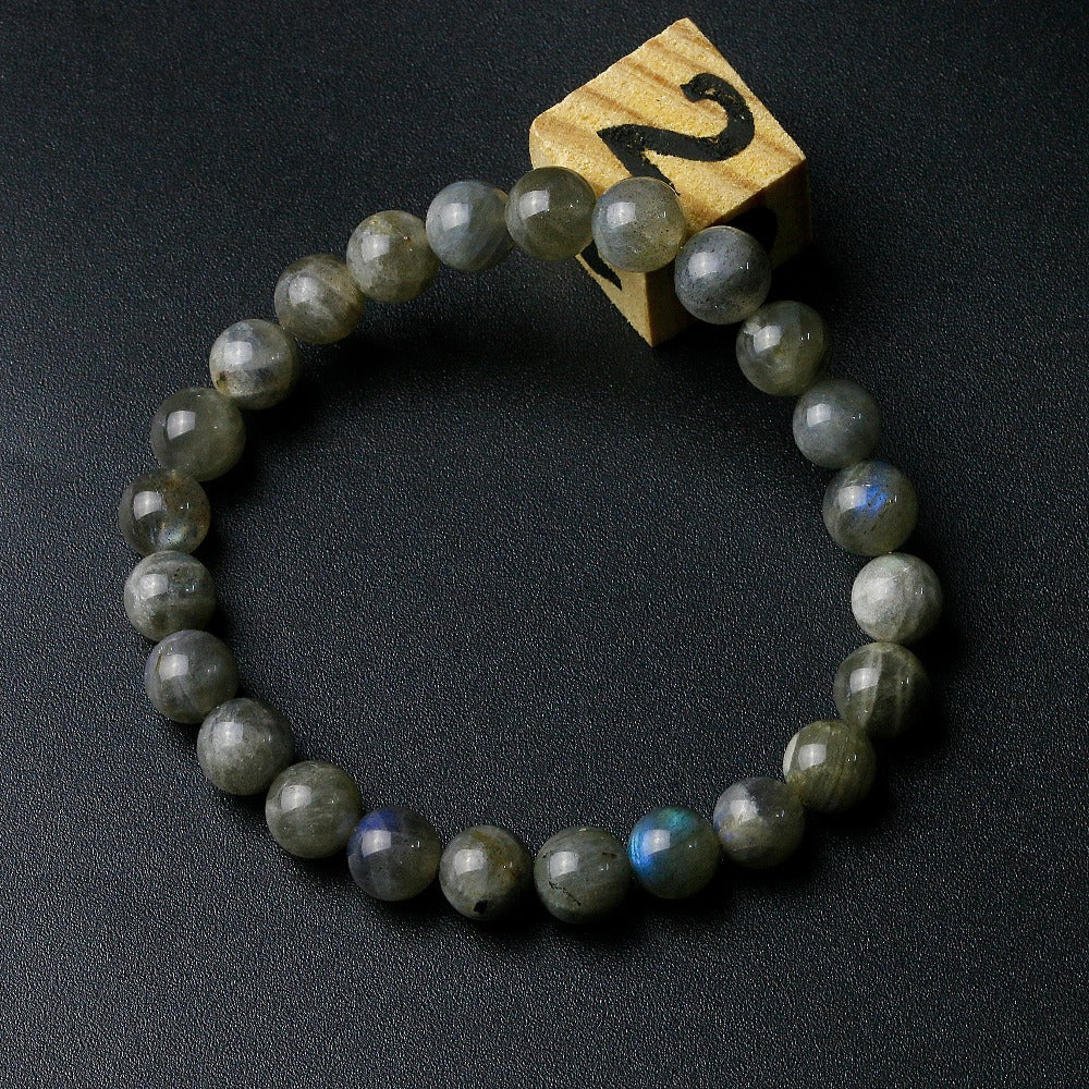 Men's Bracelet Versatile Jewelry Single Loop Handmade Elastic Cord Bracelet Beaded8mm Labradorite Bracelet