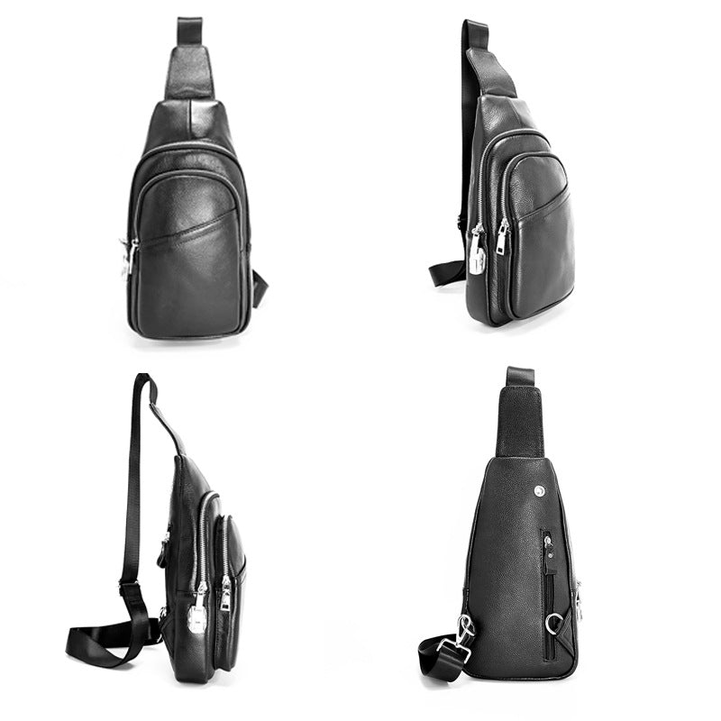 Anti-theft Bag Cowhide Chest Bag Password Lock Outdoor Sports Genuine Leather Single Shoulder Crossbody Bag Anti-theft Password Lock