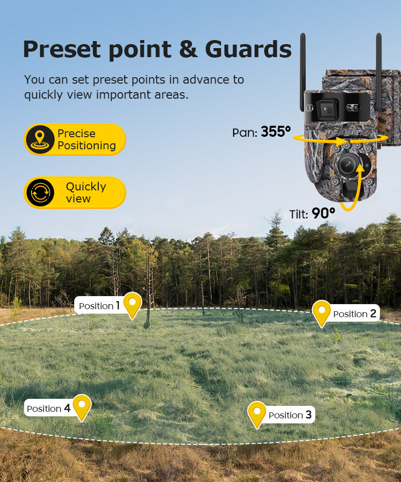 Specially designed for the new bush camouflage pattern4G Solar-powered Camera6MP Hd202x Zoom Surveillance Camera