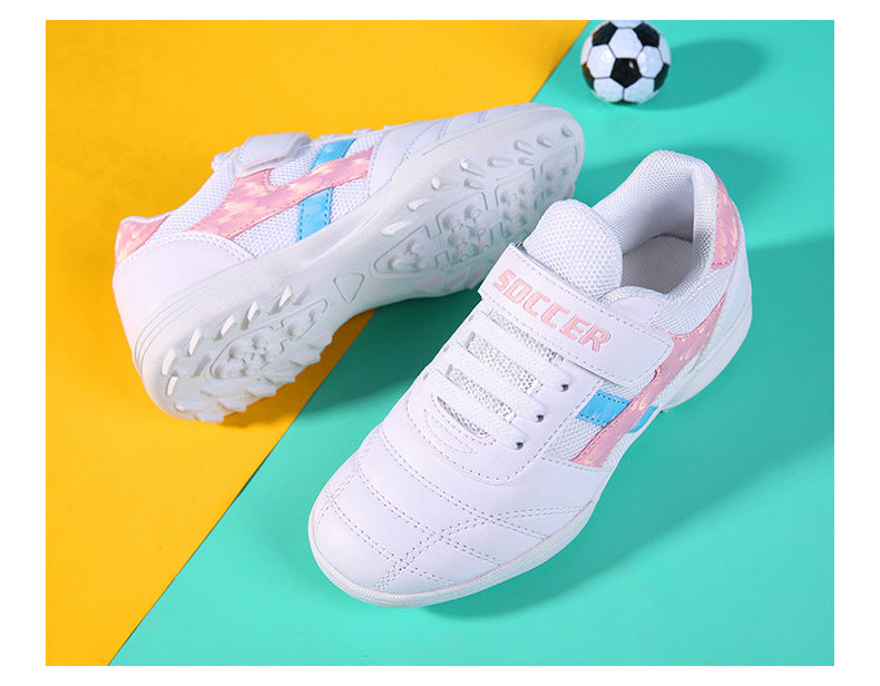 New football shoes for men and women with Velcro for children TF Broken Nail Style Youth Student Grassland Flat Training Shoes
