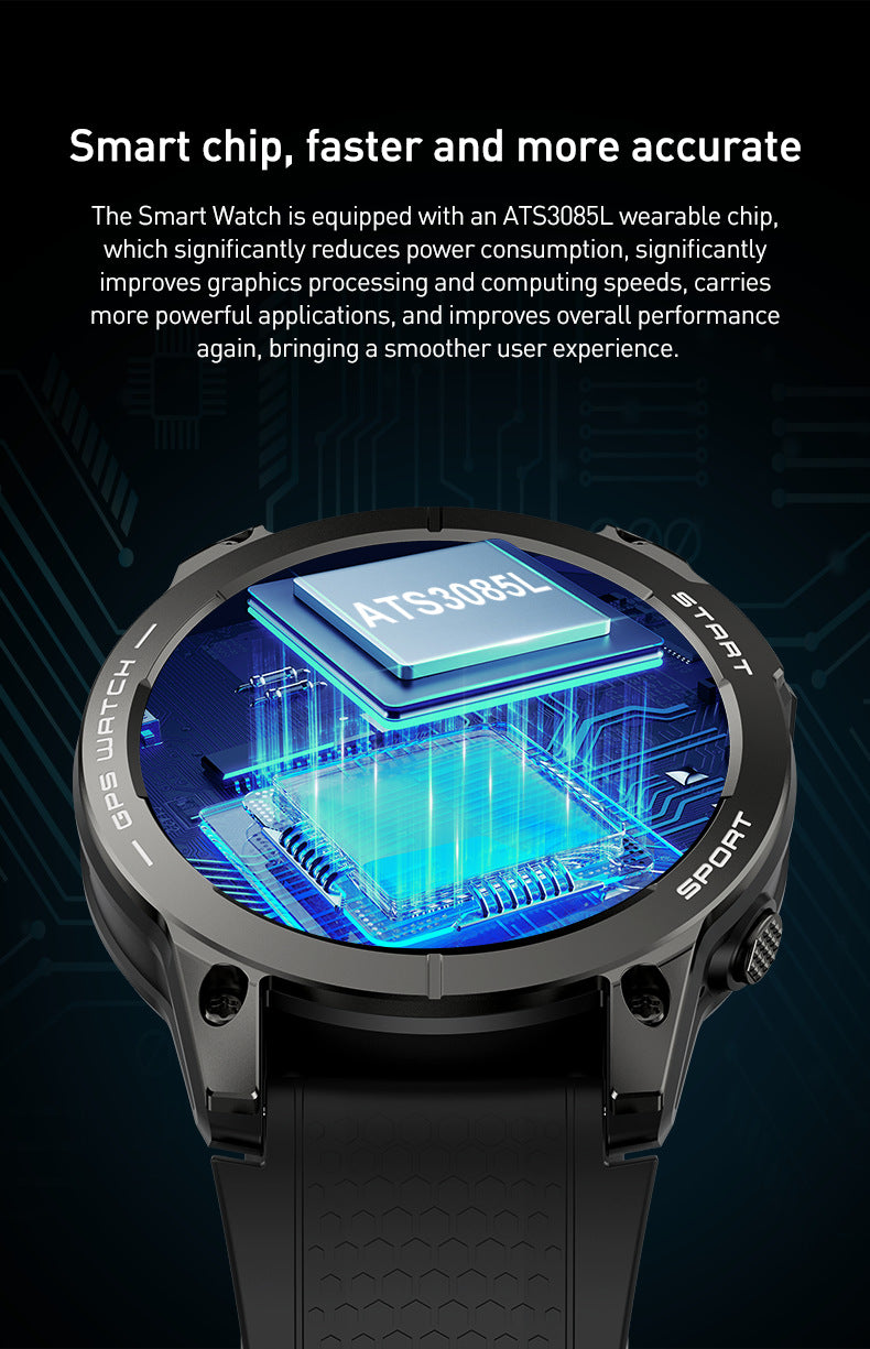 S53Smart Watch1.43inch Bluetooth Call Heart Rate Monitor Pedometer Sleep Monitor GPS Beidou Positioning Three-Proof Sports