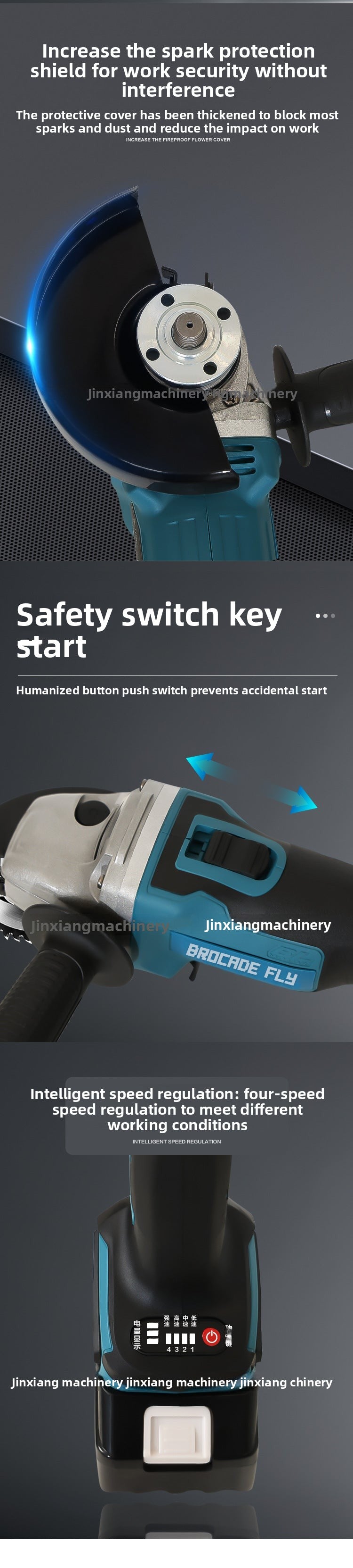Multifunctional Lithium Battery Brushless Electric Angle Grinder Polisher Cutting Machine Rechargeable Durable Grinding Machine Electric