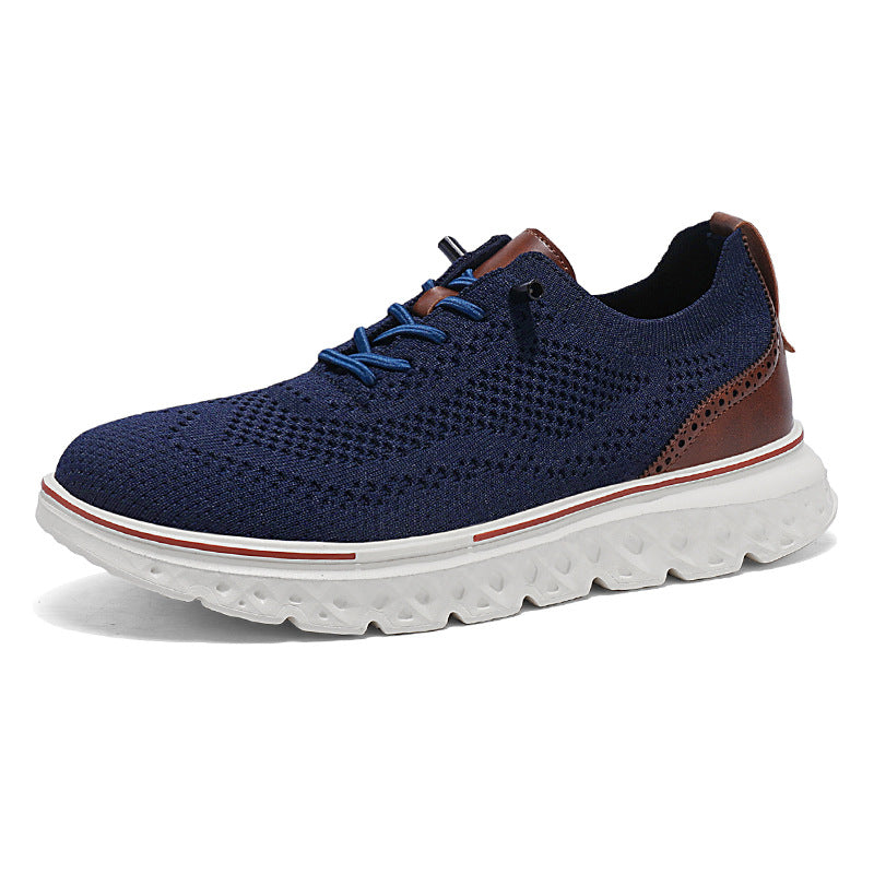 Large Size Casual Men's Shoes Fashionable Lightweight Loafers Men's Flyknit Hollow Breathable Running Sports Shoes